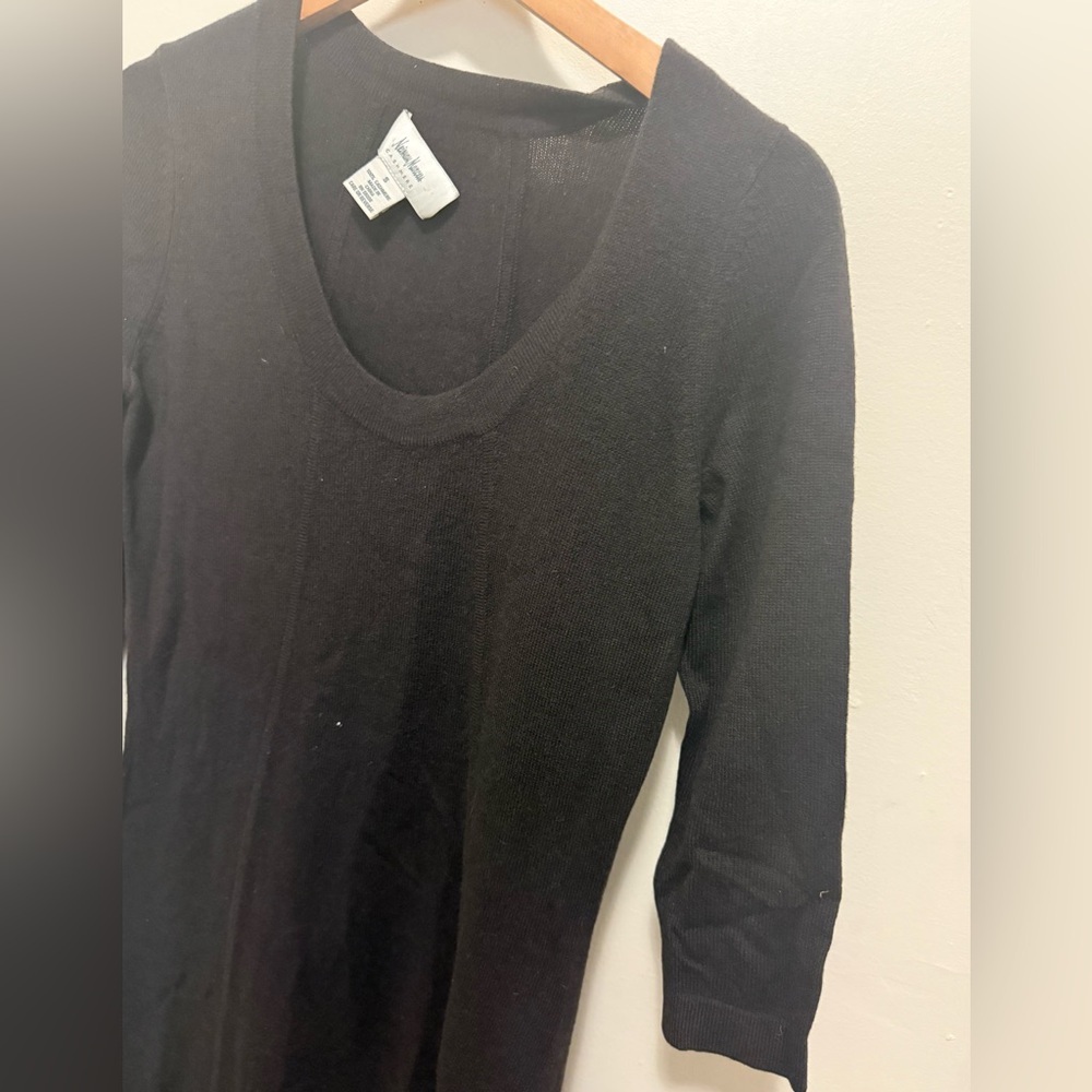 Neiman Marcus Brown 3/4 Sleeve 100% Cashmere Dress Sz Small - Picture 3 of 7